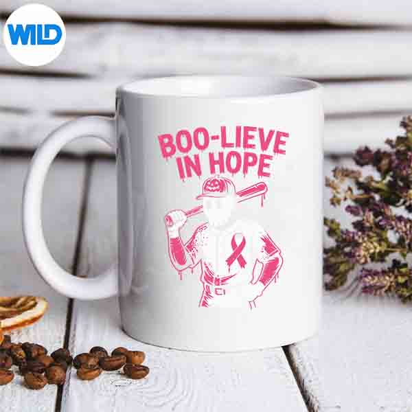 BoolieveInHopeBreastCancerGhostBaseballHalloweenFunnymug