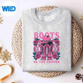 Boots On The Ground Pink Western Cowgirl Breast Cancer SVG PNG Cut File 4 BootsOnTheGroundPinkWesternCowgirlBreastCancersweater