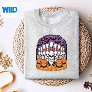 BowlingPinsSkeletonSpookyHalloweensweater
