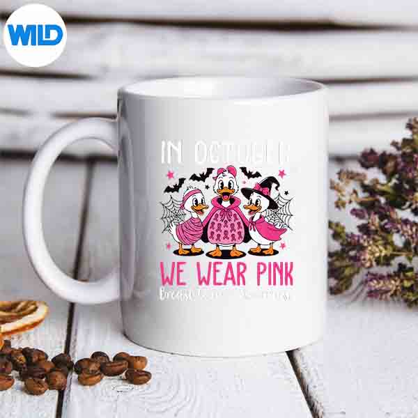 Breast Cancer Awareness Halloween In October We Wear Pink Vector Design 6 BreastCancerAwarenessHalloweenInOctoberWeWearPinkmug