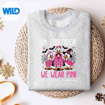 BreastCancerAwarenessHalloweenInOctoberWeWearPinksweater