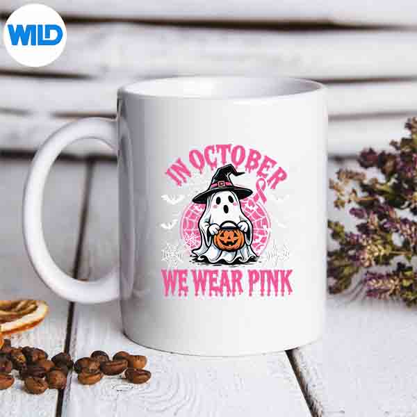 BreastCancerAwarenessInOctoberWeWearPinkGhostWitchmug