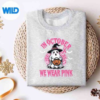 BreastCancerAwarenessInOctoberWeWearPinkGhostWitchsweater