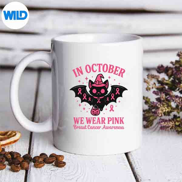 Breast Cancer Bat Halloween We Wear Pink In October Silhouette SVG PNG Cut File 6 BreastCancerBatHalloweenWeWearPinkInOctobermug