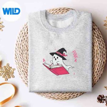 BreastCancerGhostInOctoberWeWearPinkAndReadABooksweater