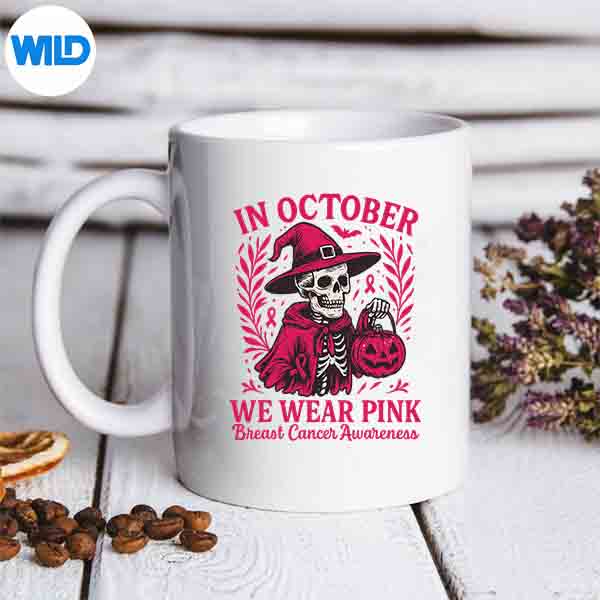 BreastCancerInOctoberWeWearPinkHalloweenmug