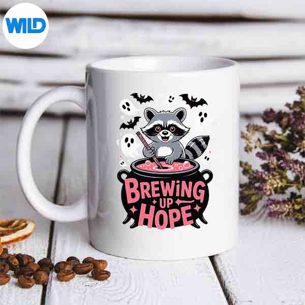 BrewingUpHopeRaccoonCauldronBreastCancerAwarenessmug