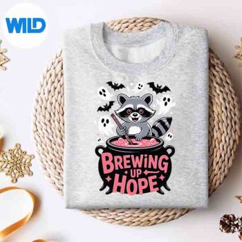 BrewingUpHopeRaccoonCauldronBreastCancerAwarenesssweater