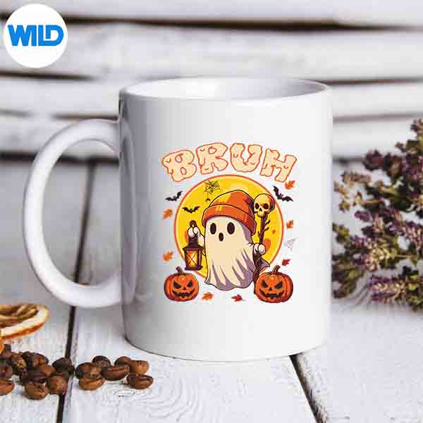 BruhGhostHalloweenCuteGhostTrickOrTreatCandymug