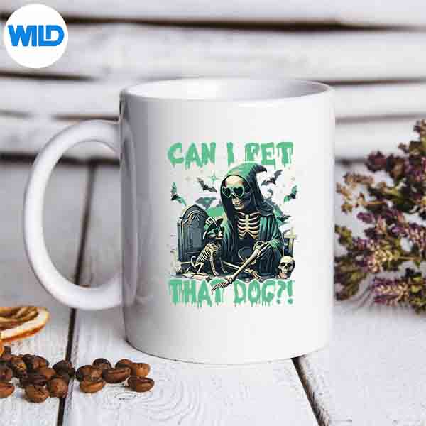 CanIPetThatDogSkeletonHalloweenDogLoverCemeterymug