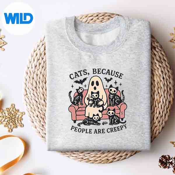 Alternative view of Cats Because People Are Creepy Ghost Halloween Cat Mom Cut File