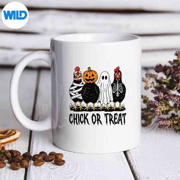 ChickOrTreatSpookyChickenHalloweenCostumeFarmFarmermug