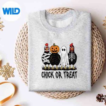 ChickOrTreatSpookyChickenHalloweenCostumeFarmFarmersweater