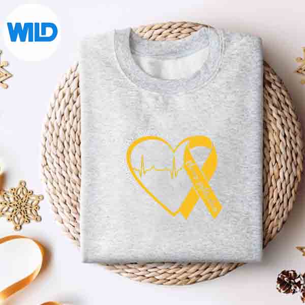 Childhood Cancer Awareness Gold Heart Ribbon Silhouette SVG PNG Cut File 2 Childhood Cancer Awareness Gold Heart Ribbon Silhouette SVG PNG Cut File - Image 2