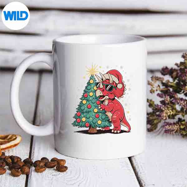 ChristmasTreeTriceratopsDinosaurSunglassesmug