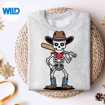 CowSkeletonBaseballHalloweenVintagesweater