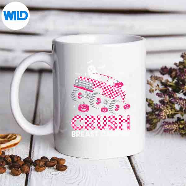 CrushBreastCancerAwarenessMonsterTruckHalloweenGhostCutemug