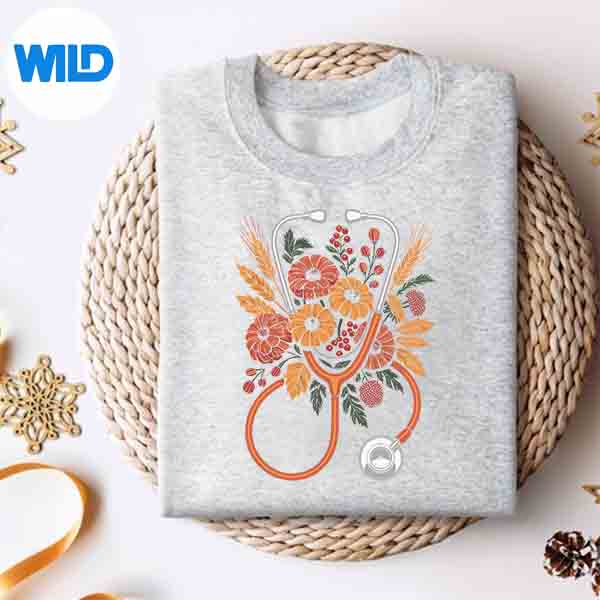 Alternative view of Cute Stethoscope Autumn Nurse Fall Vector Design