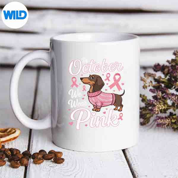 DachshundBreastCancerAwarenessInOctoberWeWearPinkmug