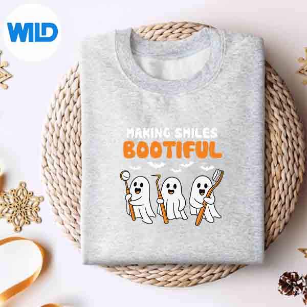 Alternative view of Dentist Smiles Bootiful Ghost Halloween Costume Dental Silhouette SVG PNG Cut File