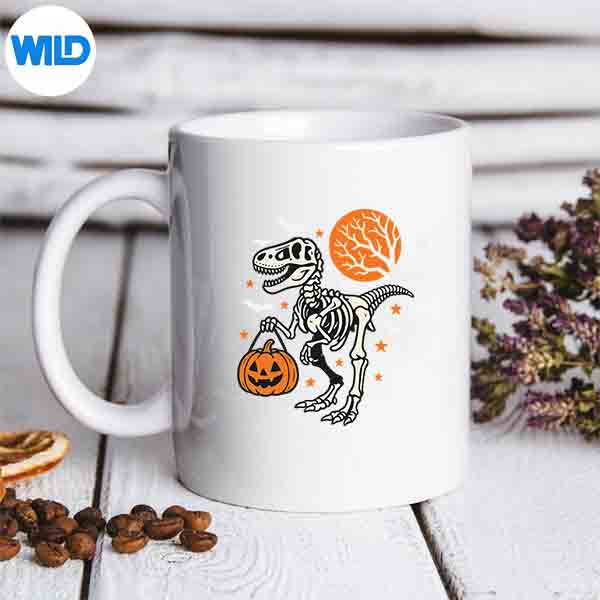 Dinosaur Skeleton Halloween Pumpkin Trick Or Treat Digital Design 6 DinosaurSkeletonHalloweenPumpkinTrickOrTreatmug
