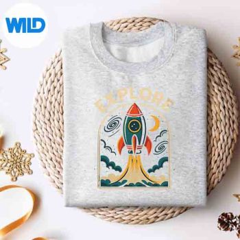 Explore Rocket Space Adventure Retro Digital Design 4 ExploreRocketSpaceAdventureRetrosweater