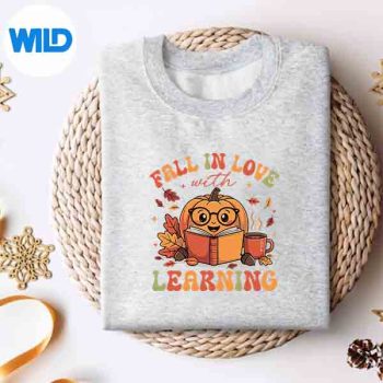 Fall In Love With Learning Autum Thanksgiving Teacher SVG PNG Digital Download 4 FallInLoveWithLearningAutumThanksgivingTeachersweater
