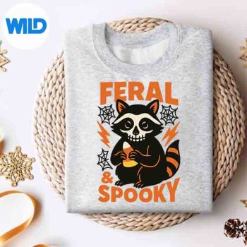 FeralAndSpookyHalloweenRaccoonSkullTrickOrTreatsweater