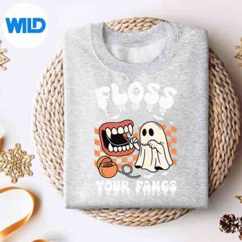 Floss Your Fangs Retro Funnyth Dentist Spooky Halloween Design for Cricut 4 FlossYourFangsRetroFunnythDentistSpookyHalloweensweater