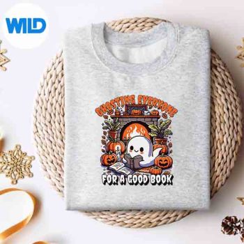 GhostingEveryoneForAGoodBookCuteHalloweensweater