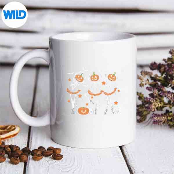 HalloweenBalletCuteSkeletonPumpkinGirlsSkeletonmug