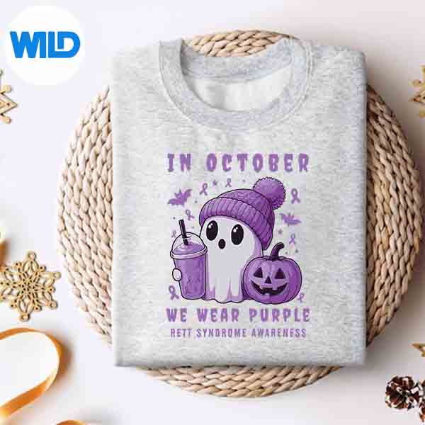 Alternative view of Halloween Boo Rett Syndrome Awareness In October Purple Cut File