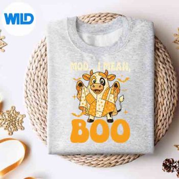 HalloweenCowGhostPatchworkMooIMeanBooCostumesweater