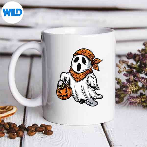 HalloweenGhostPumpkinCandyVintagemug