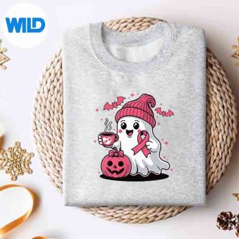 Halloween Ghost With Pink Ribbon Breast Cancer Coffee Lover SVG Cut File 4 HalloweenGhostWithPinkRibbonBreastCancerCoffeeLoversweater