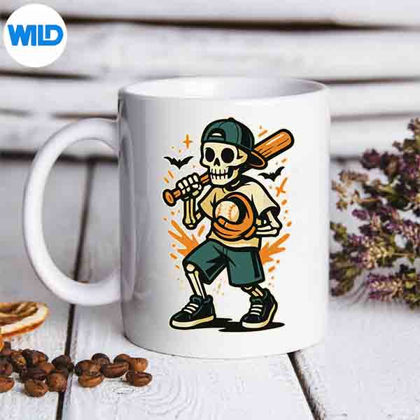 Halloween Skeleton Baseball Costume Vintage Silhouette SVG PNG Cut File 7 HalloweenSkeletonBaseballCostumeVintagemug