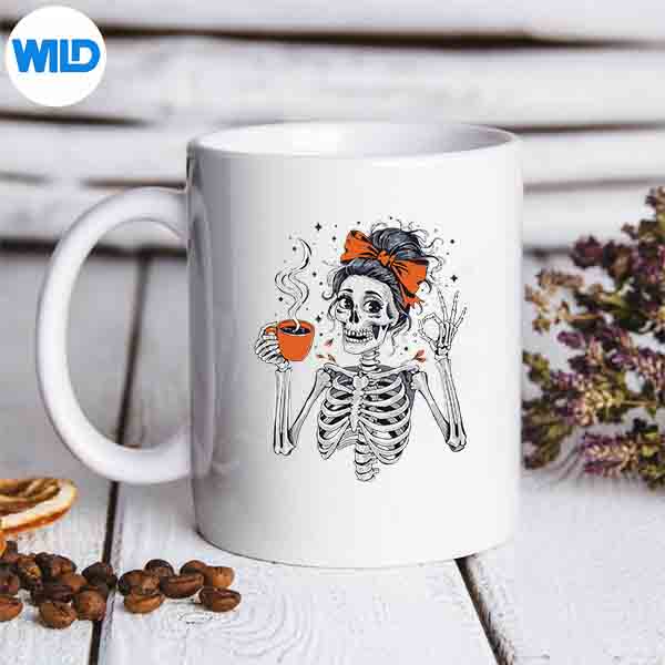 HalloweenSkeletonMessyBunCoffeeCostumeMommug
