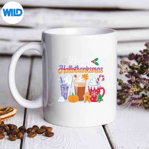 HalloweenThanksgivingChristmasHappyHallothanksmasmug