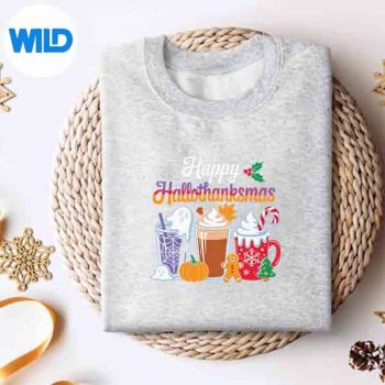 HalloweenThanksgivingChristmasHappyHallothanksmassweater
