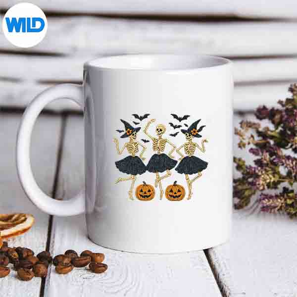 Halloween Witches Dancing Skeletons Embroidery Parody SVG PNG Digital Design 6 HalloweenWitchesDancingSkeletonsEmbroideryParodymug