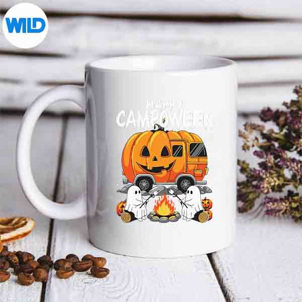 HappyCampoweenHalloweenCampingGhostsAndCampfiresmug