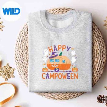 HappyCampoweenHalloweenCampingGhostsAndCampfiressweater 1