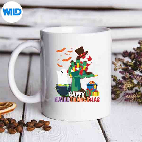 HappyHallothanksmasZombieHalloweenThanksgivingChristmasmug