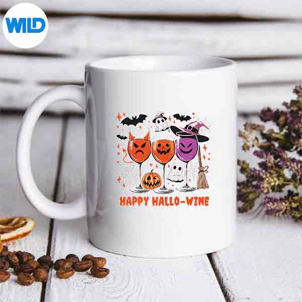 Happy Hallowine Halloween Glass Wine Drinking Lover Silhouette SVG PNG Cut File 6 HappyHallowineHalloweenGlassWineDrinkingLovermug