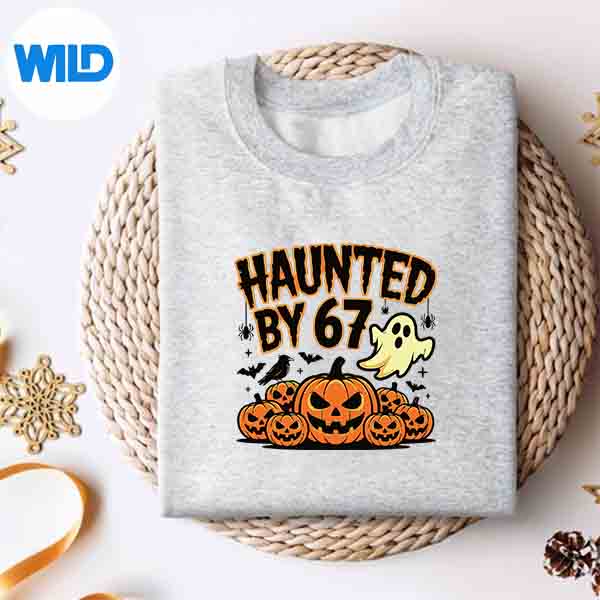 Alternative view of Haunted By 67 Ghost And Pumpkin Halloween Costume SVG PNG