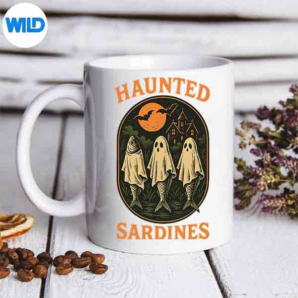Haunted Sardines Halloween Fish Skeleton Ghost Retro Fishing Silhouette SVG PNG 7 HauntedSardinesHalloweenFishSkeletonGhostRetroFishingmug