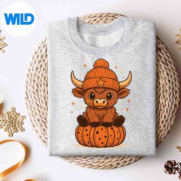 Alternative view of Highland Cow Fall Heifer Pumpkin Girl Thanksgiving SVG PNG