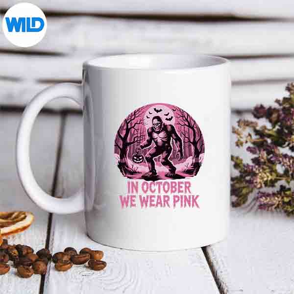 InOctoberWeWearPinkBigfootBreastCancerAwarenessmug