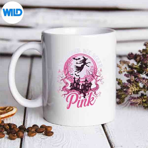 InOctoberWeWearPinkRibbonHalloweenWitchBreastCancermug