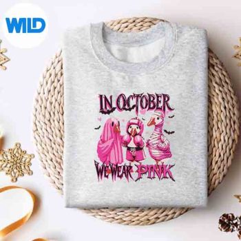 InOctoberWeWearPinkStrongGooseHalloweenBreastCancersweater